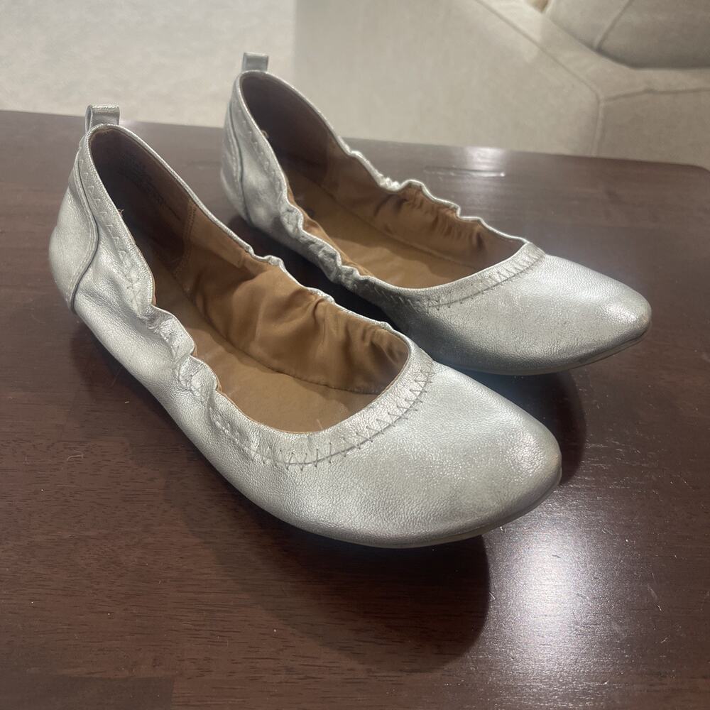 MIA Women Ballet Flats Silver Size 7.5 Minimalist Shimmer Light Weight Travel